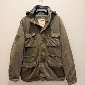 AEROPOSTALE Airborne 87th Military Style Green Hidden Hood Coat Men's Size Med